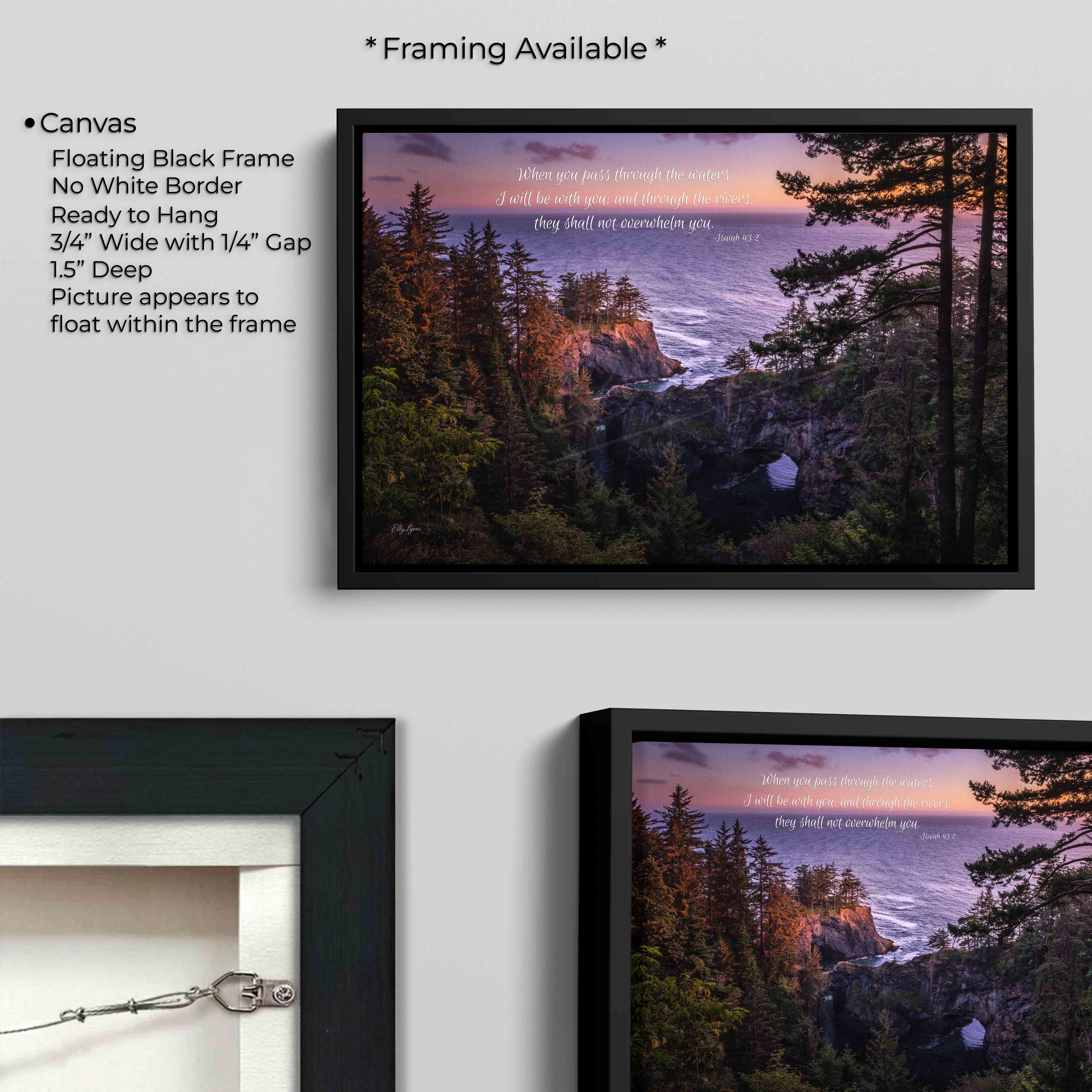 Christian Wall Art Print – Coastal Decor Featuring Isaiah 43:2 Scripture