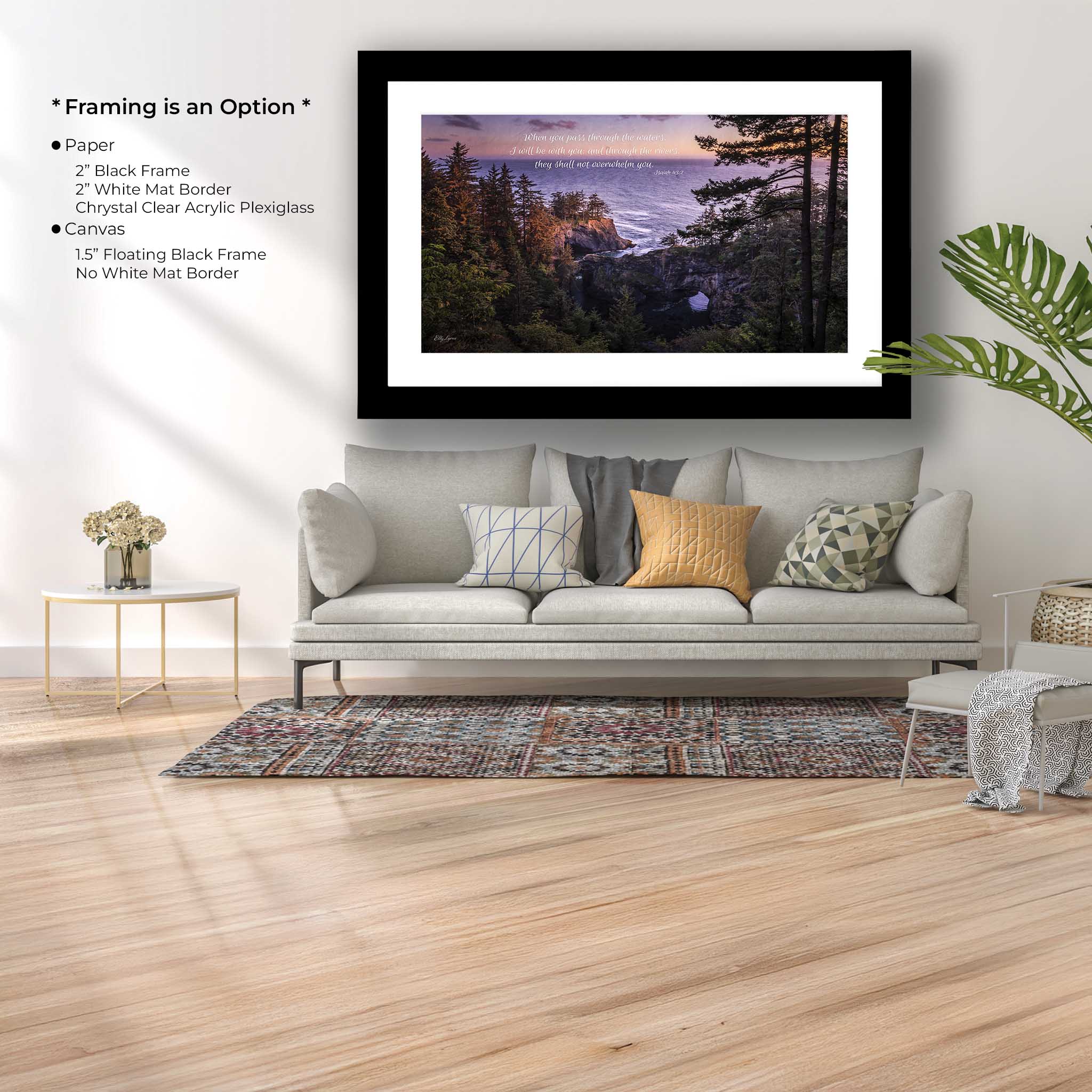 Christian Wall Art – Coastal Fine Art Print with Isaiah 43:2 Scripture