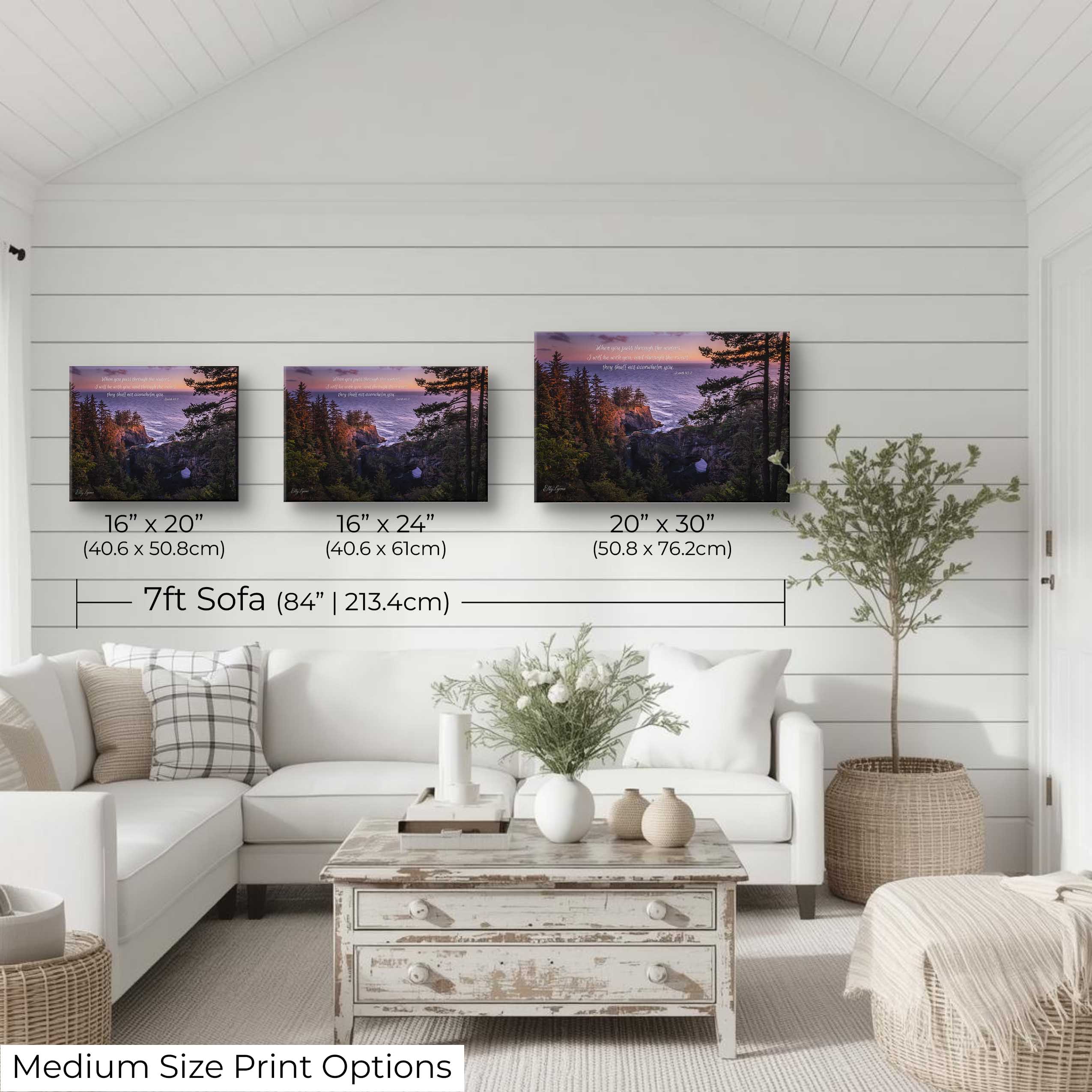 Christian Wall Art Print – Coastal Decor Featuring Isaiah 43:2 Scripture