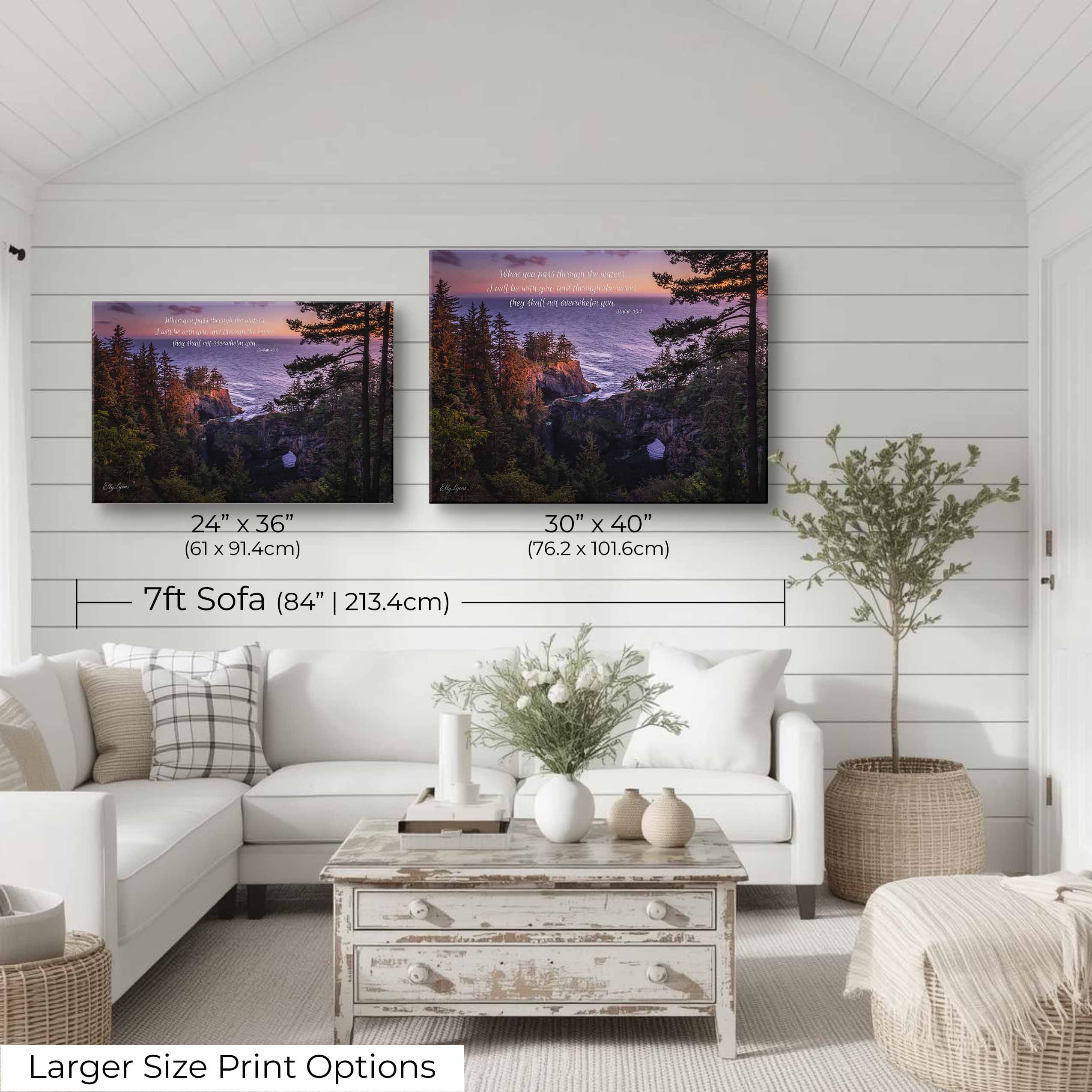 Christian Wall Art Print – Coastal Decor Featuring Isaiah 43:2 Scripture