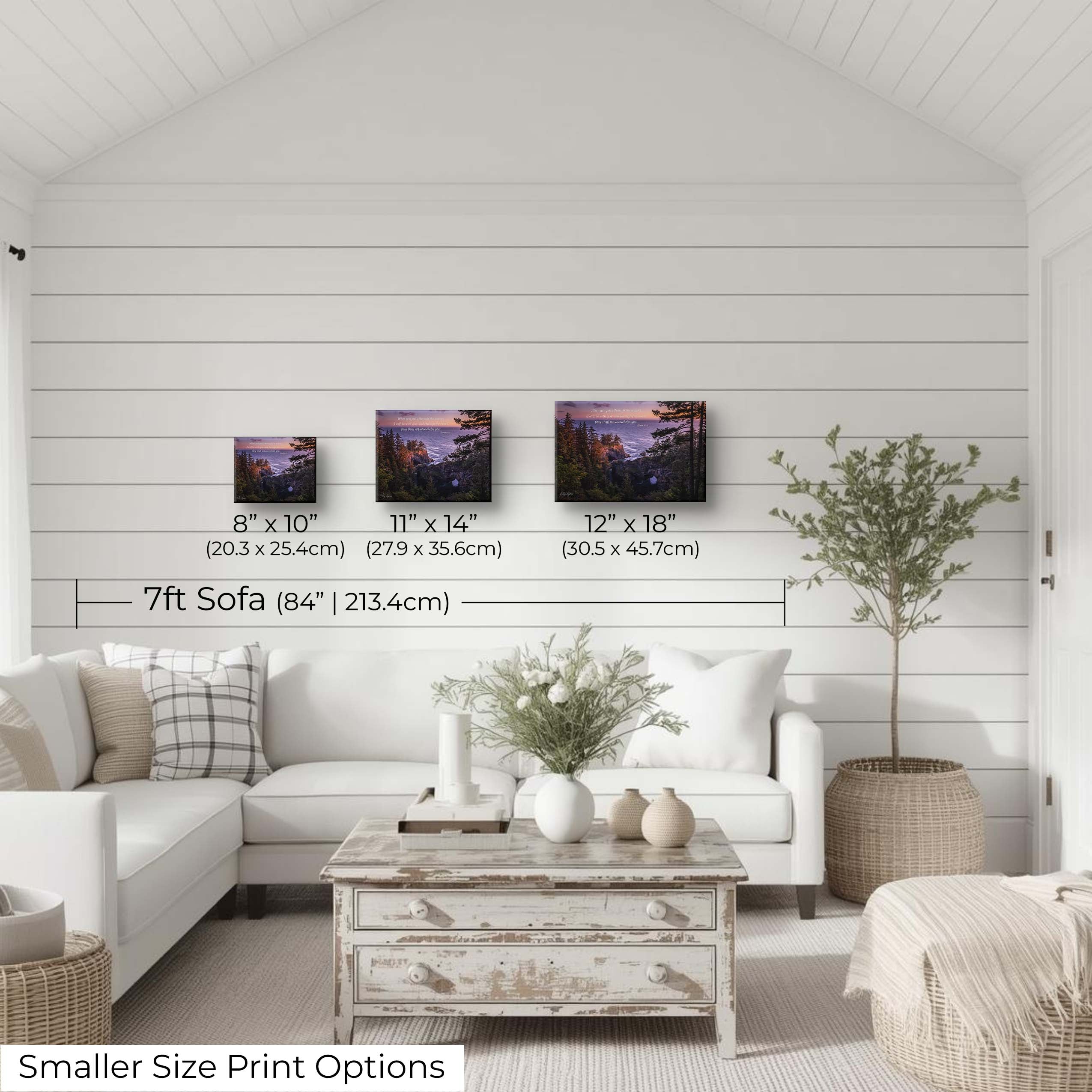 Christian Wall Art Print – Coastal Decor Featuring Isaiah 43:2 Scripture