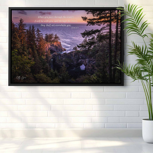 Christian Wall Art – Coastal Fine Art Print with Isaiah 43:2 Scripture