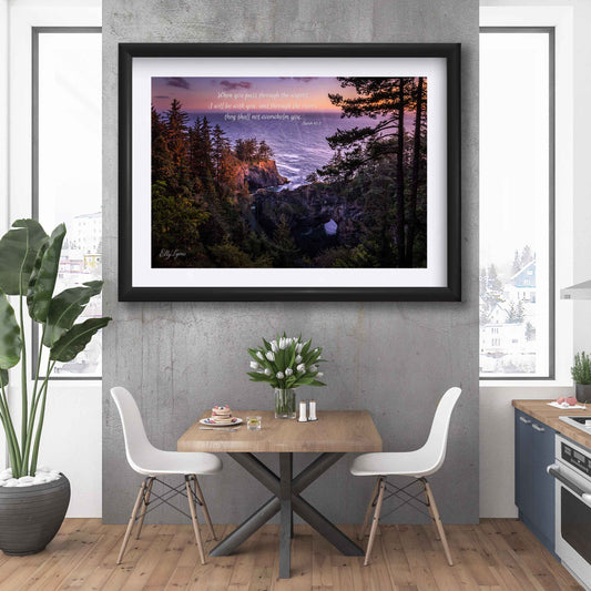 Christian Wall Art Print – Coastal Decor Featuring Isaiah 43:2 Scripture