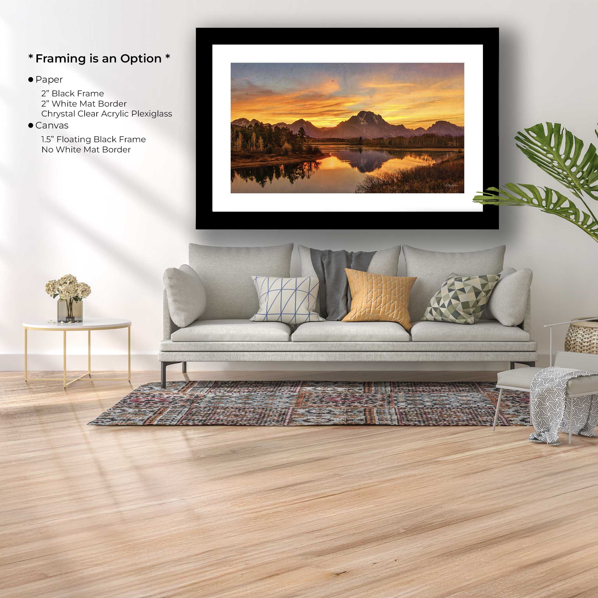 Grand Teton Art Print – Oxbow Bend Autumn Sunset Canvas | Scenic Mountain Decor