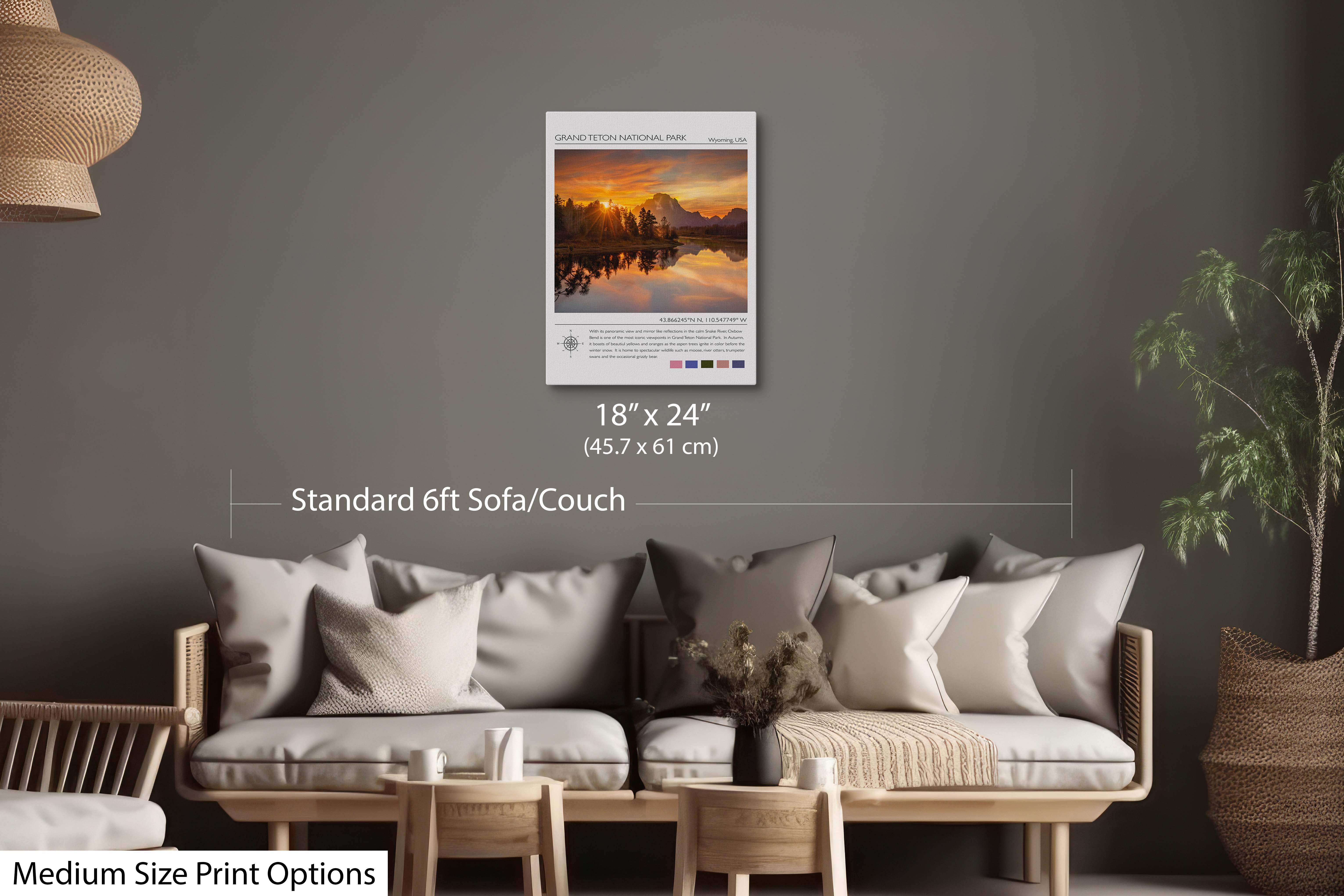 Grand Teton National Park Poster - Oxbow Bend Snake River Travel Art