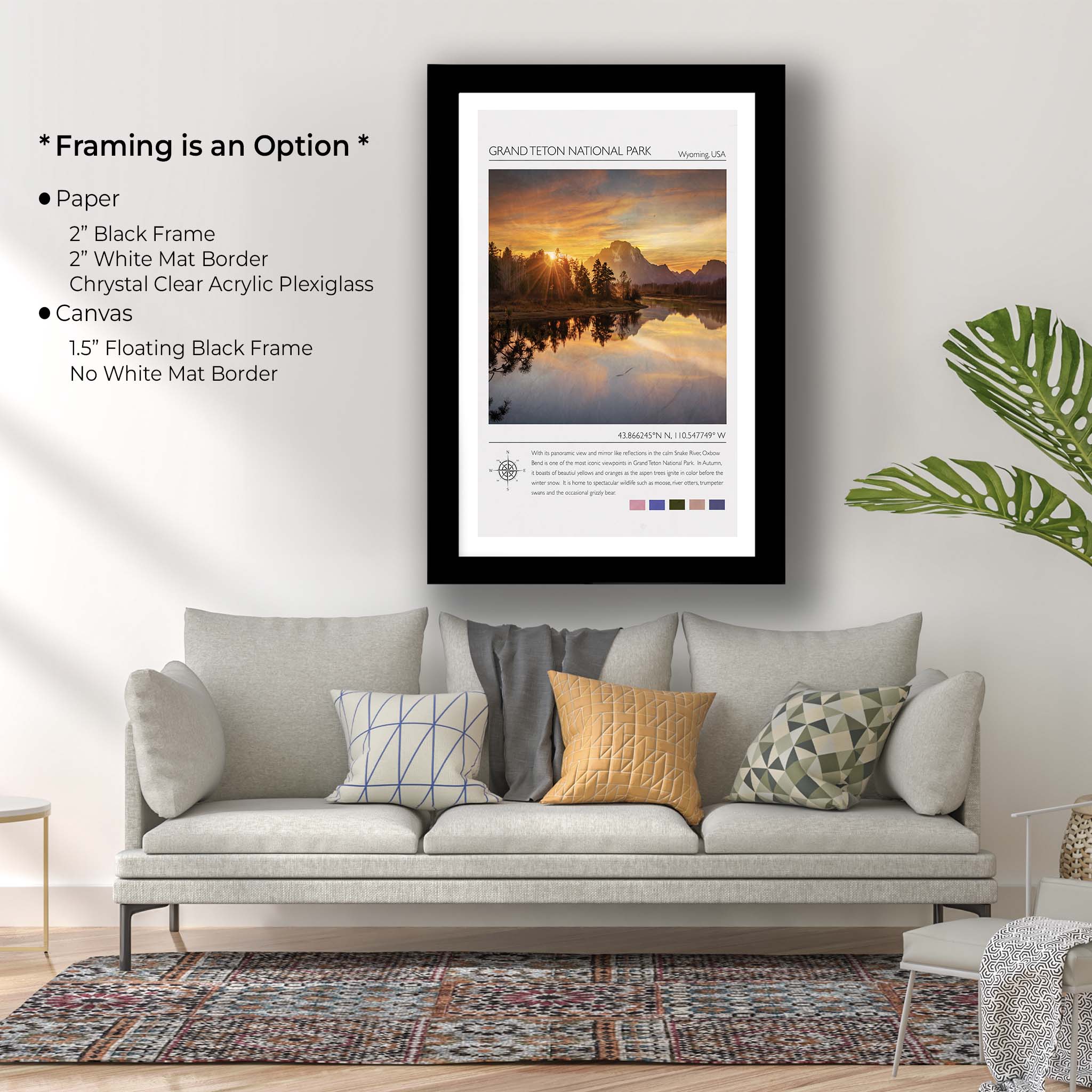 Grand Teton National Park Poster - Oxbow Bend Snake River Travel Art