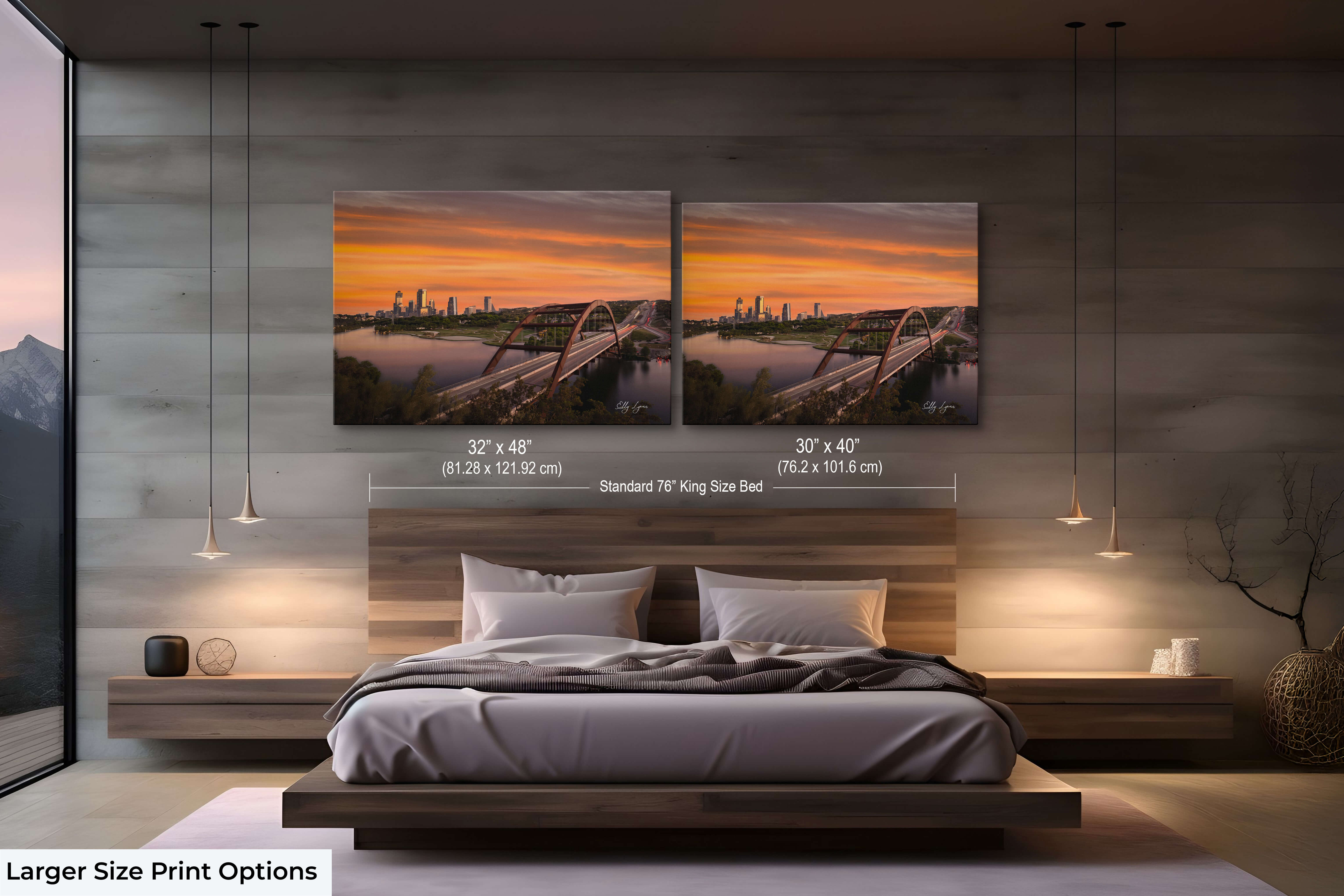 Pennybacker Bridge Art – Austin Skyline Print | Scenic Texas Sunset Wall Art