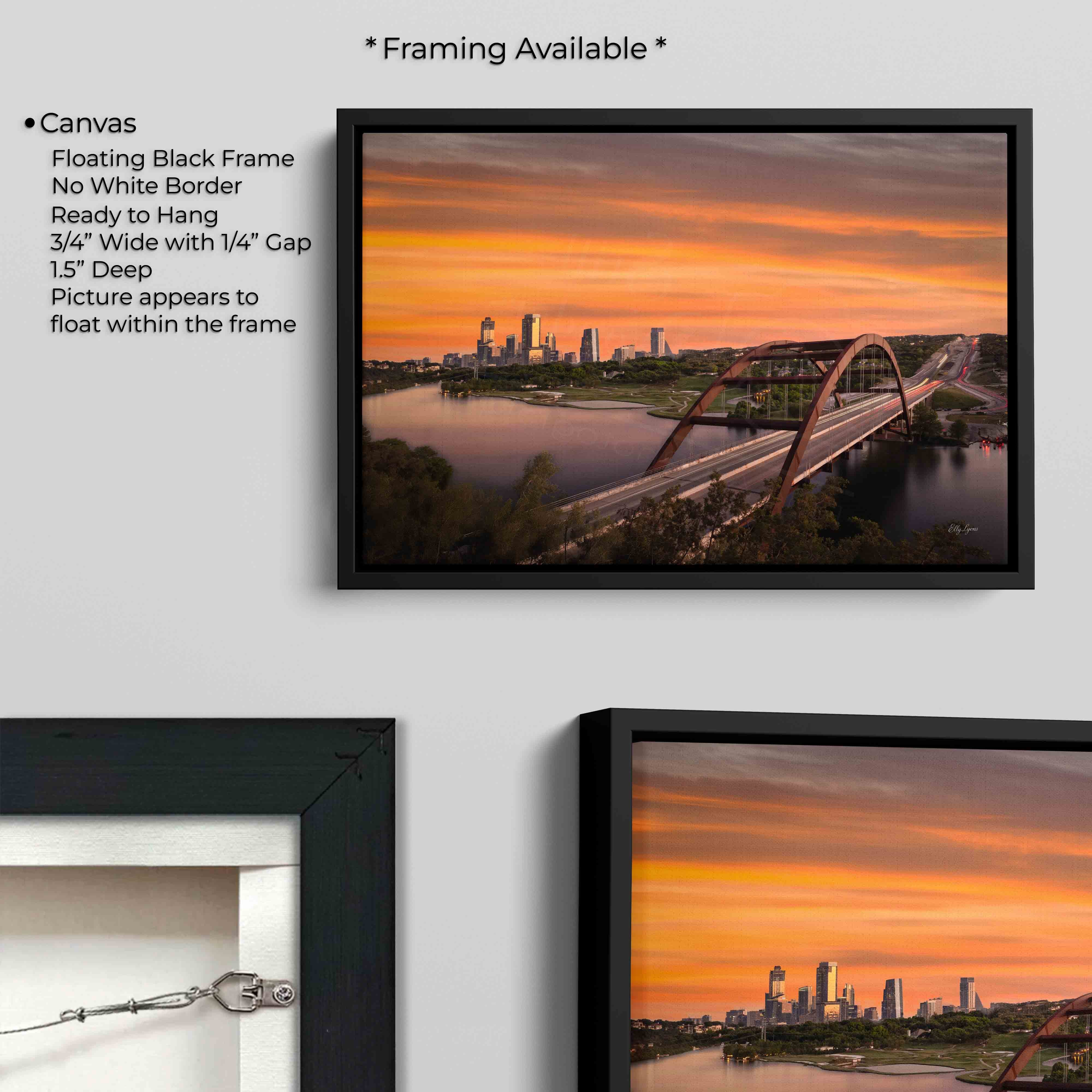 Pennybacker Bridge Print, Austin Skyline Sunset Wall Decor