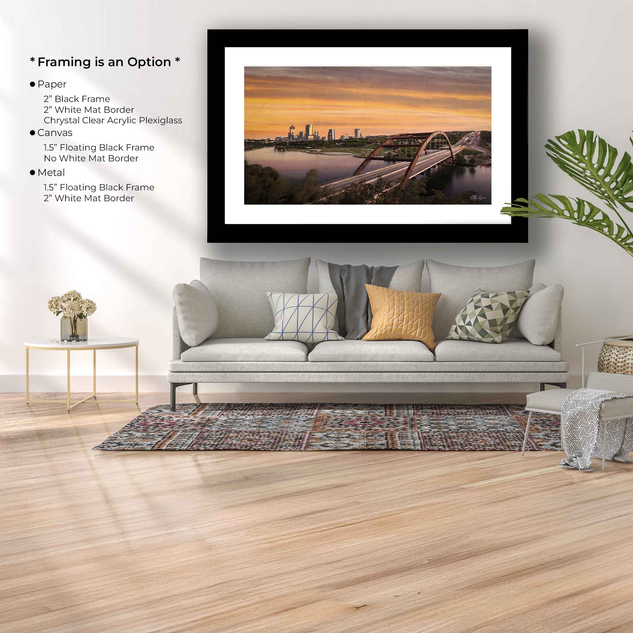 Pennybacker Bridge Art – Austin Skyline Print | Scenic Texas Sunset Wall Art