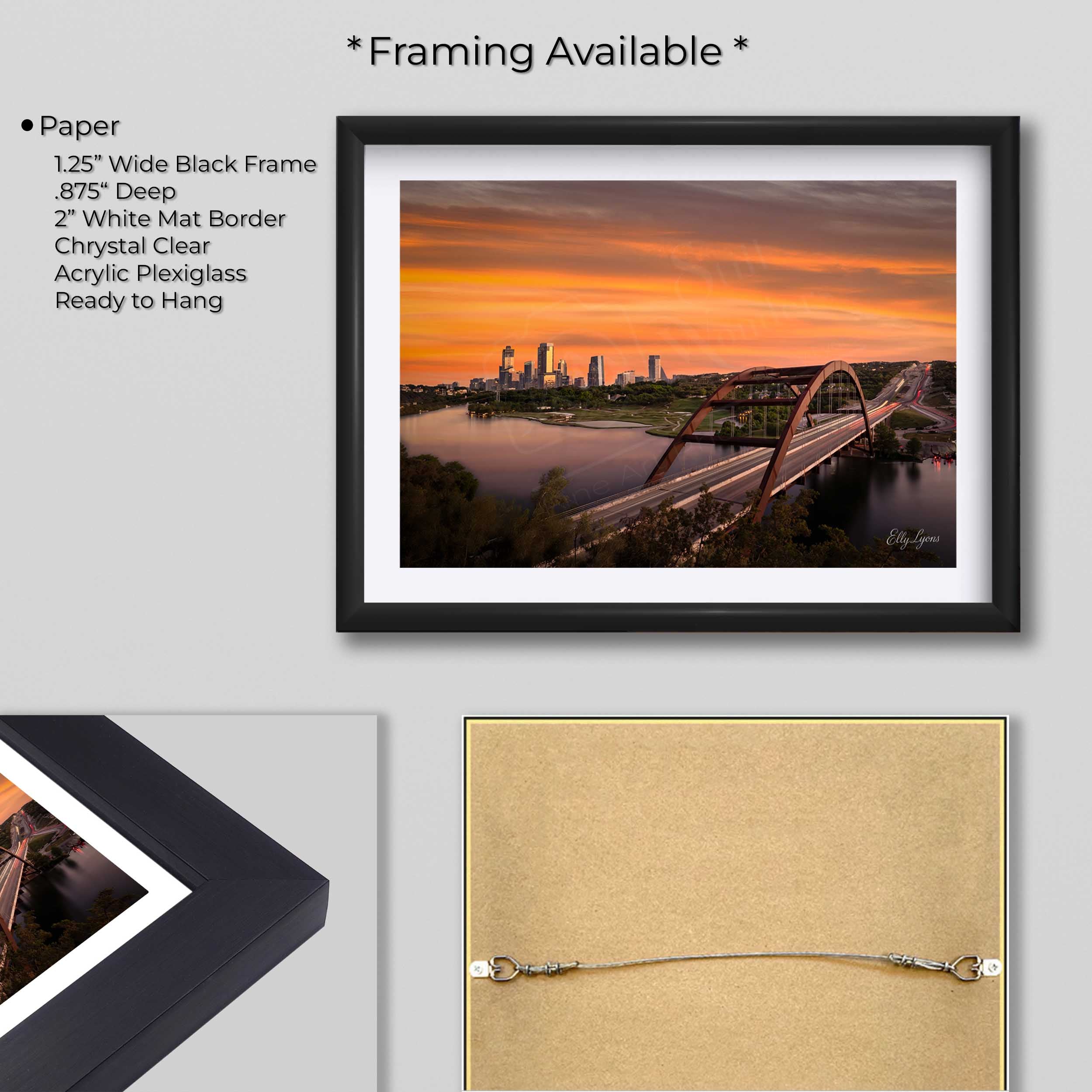 Pennybacker Bridge Print, Austin Skyline Sunset Wall Decor