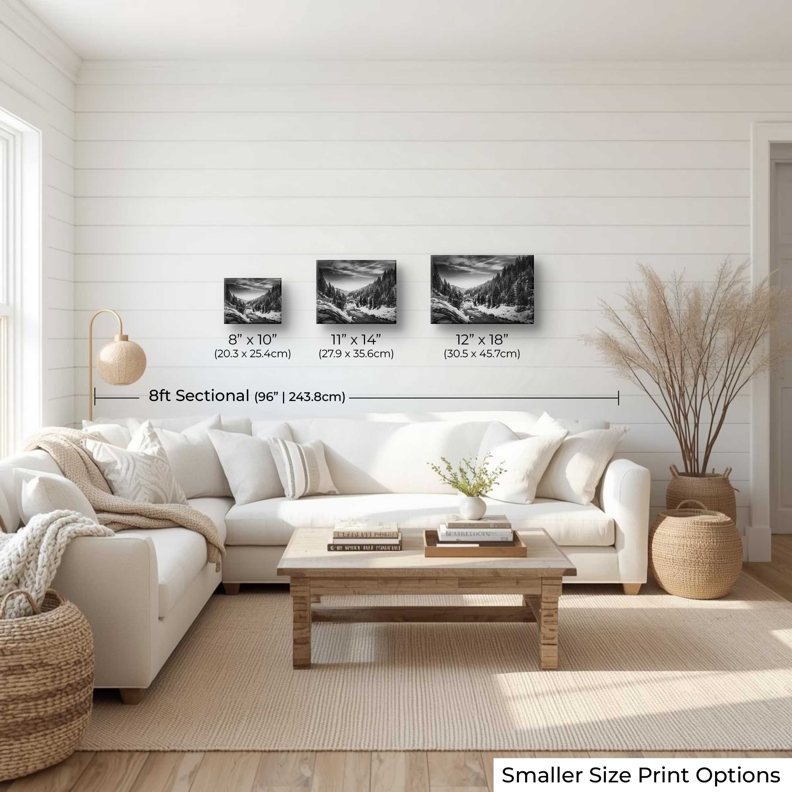 Rainbow Bridge Idaho Black & White Art Print – McCall Winter River Landscape