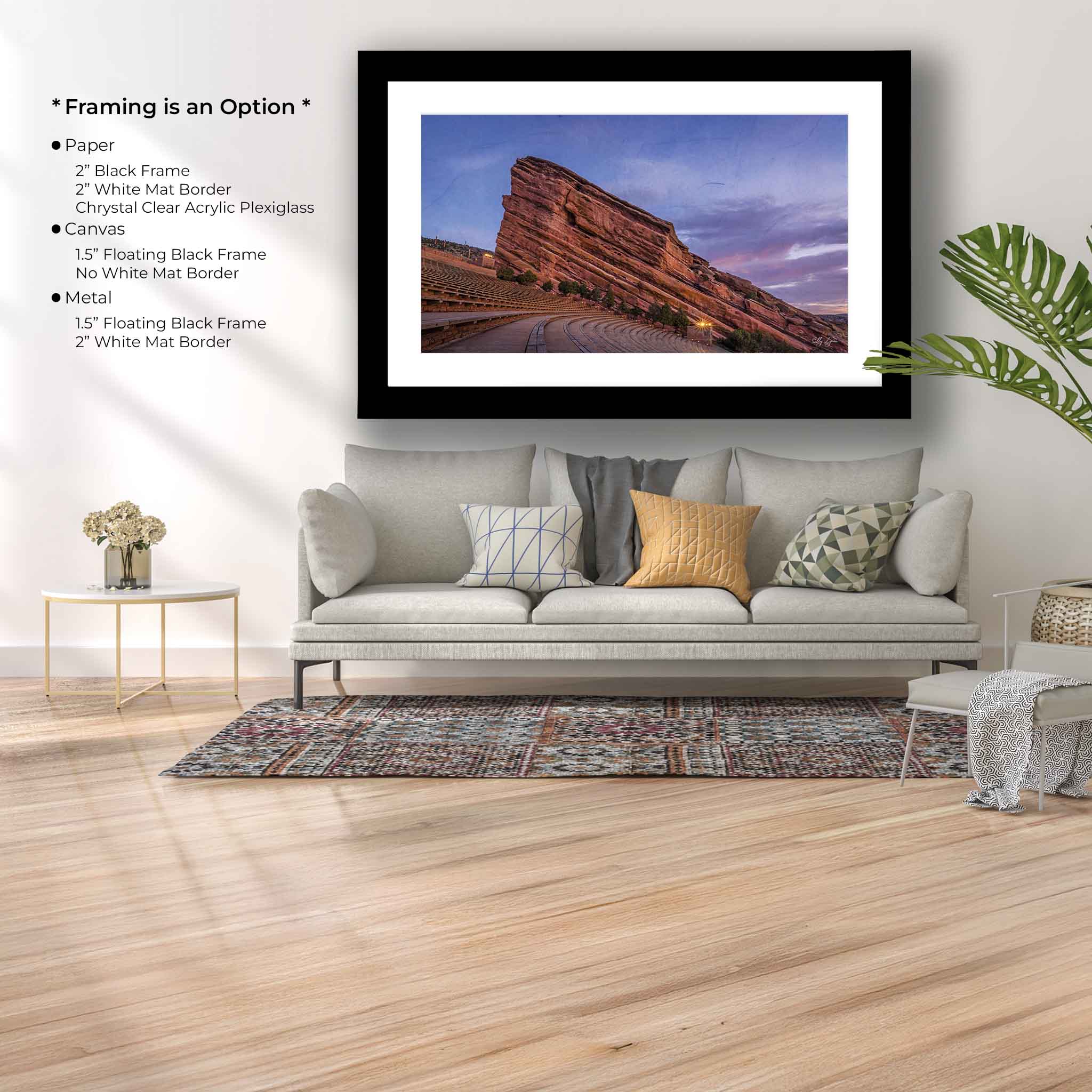 Red Rocks Fine Art Print – Sunrise Amphitheatre Photo | Landscape Wall Decor