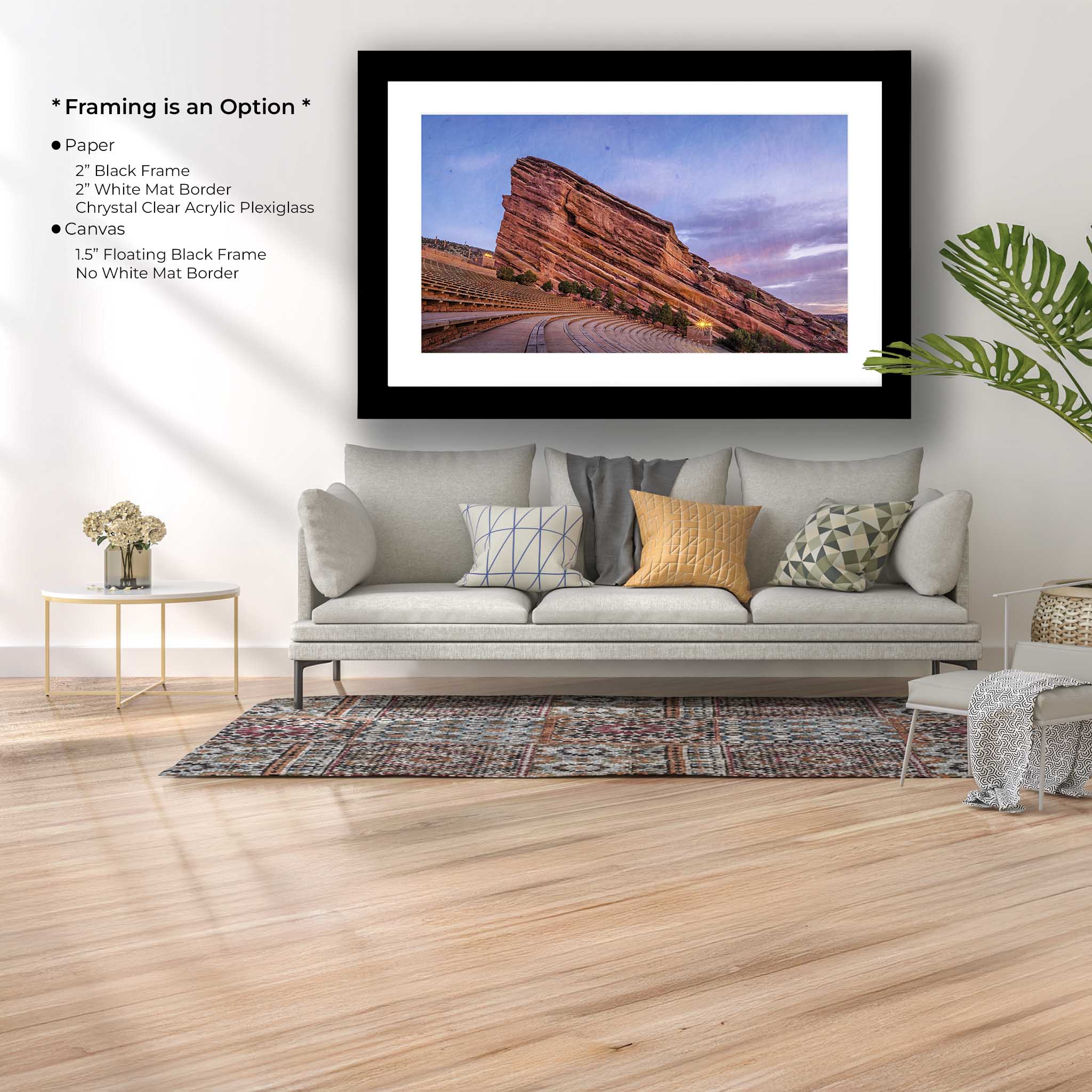 Red Rocks Fine Art Print – Sunrise Amphitheatre Photo | Landscape Wall Decor