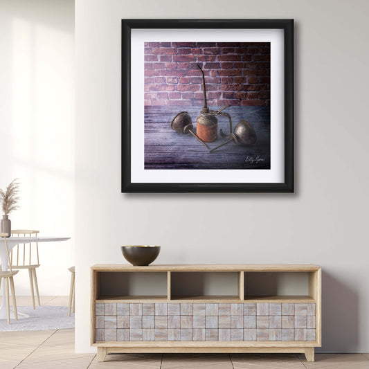 Vintage Industrial Oil Can Still Life Print