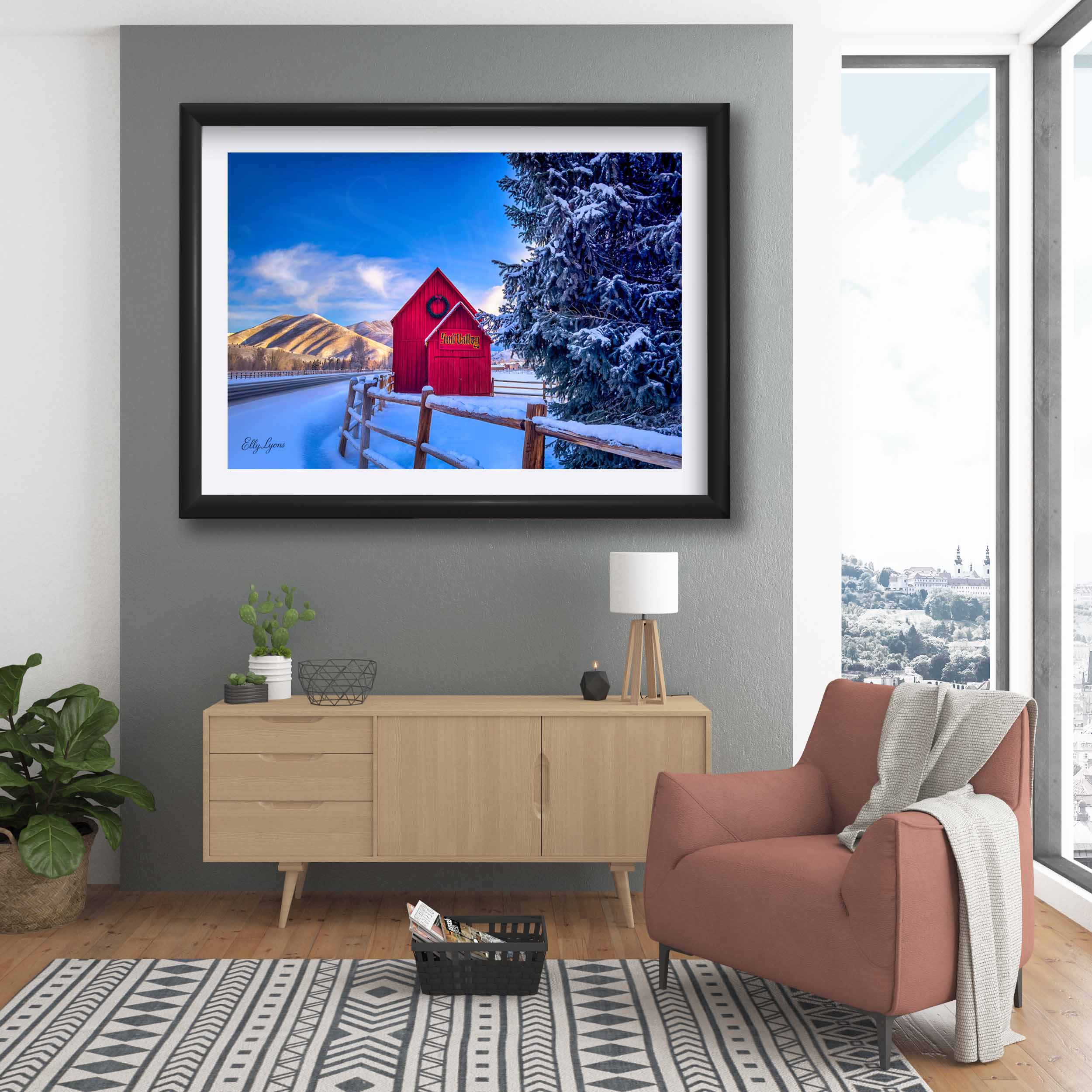 Sun Valley's Iconic Red Barn Print - "Where Peace Dwells"