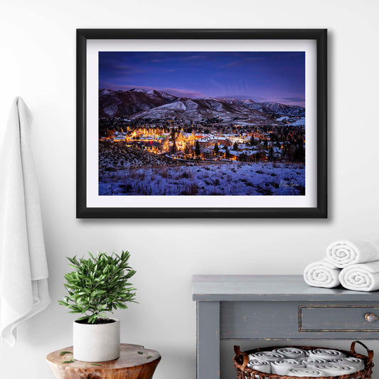 Sun Valley Winter Twilight Print - Idaho Mountain Wall Decor