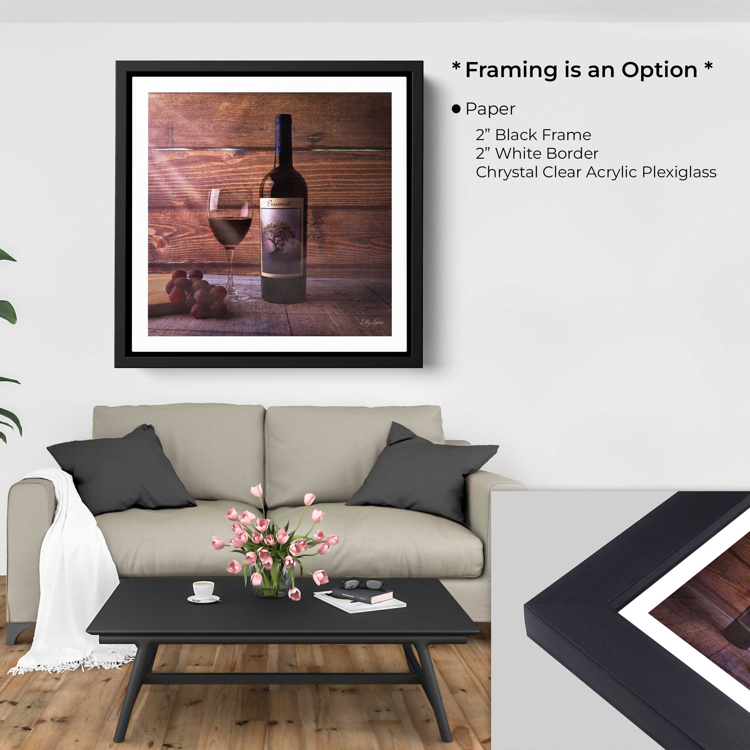 Wine & Grapes Still Life Fine Art Print – Rustic Wine Lover Wall Decor