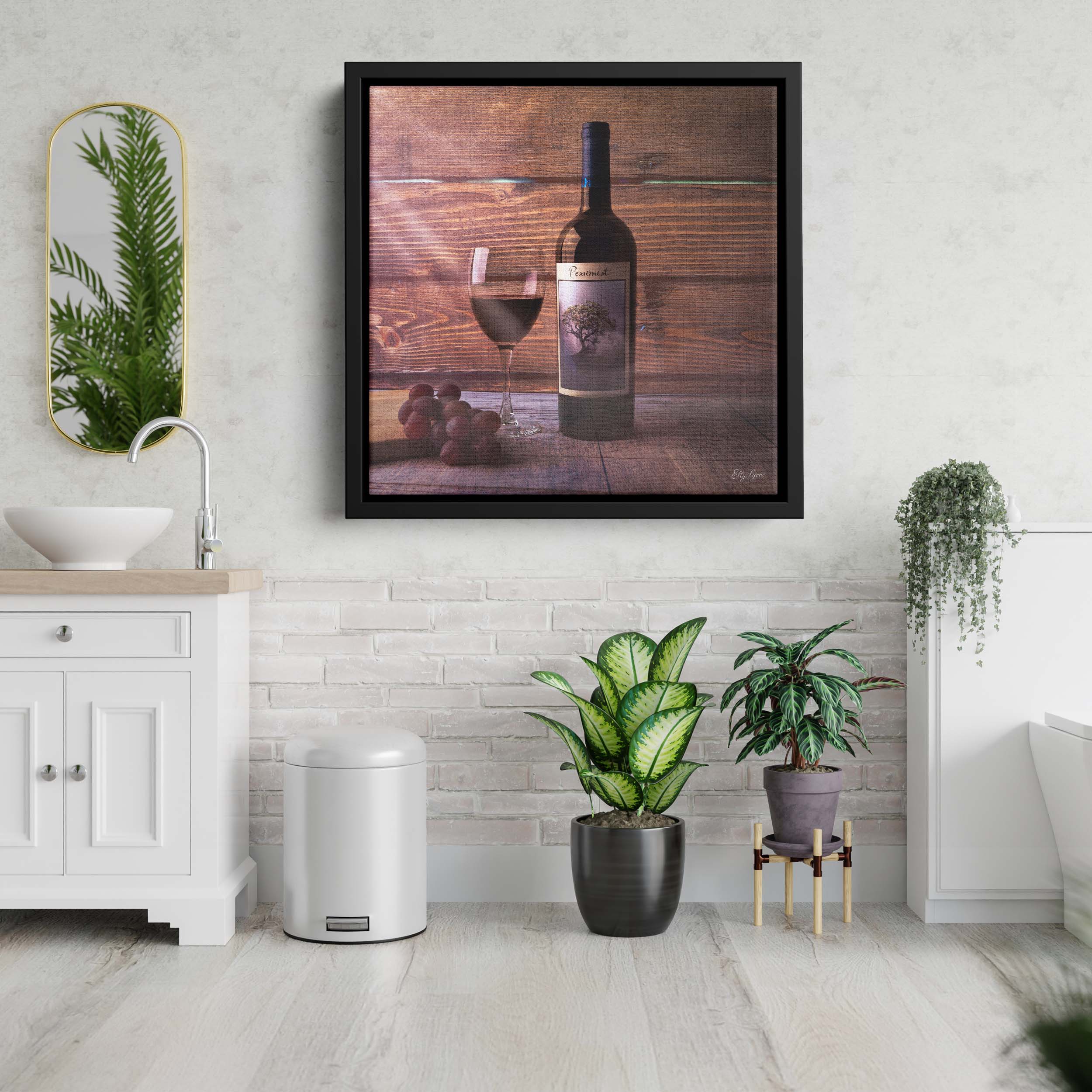 Wine & Grapes Still Life Fine Art Print – Rustic Wine Lover Wall Decor