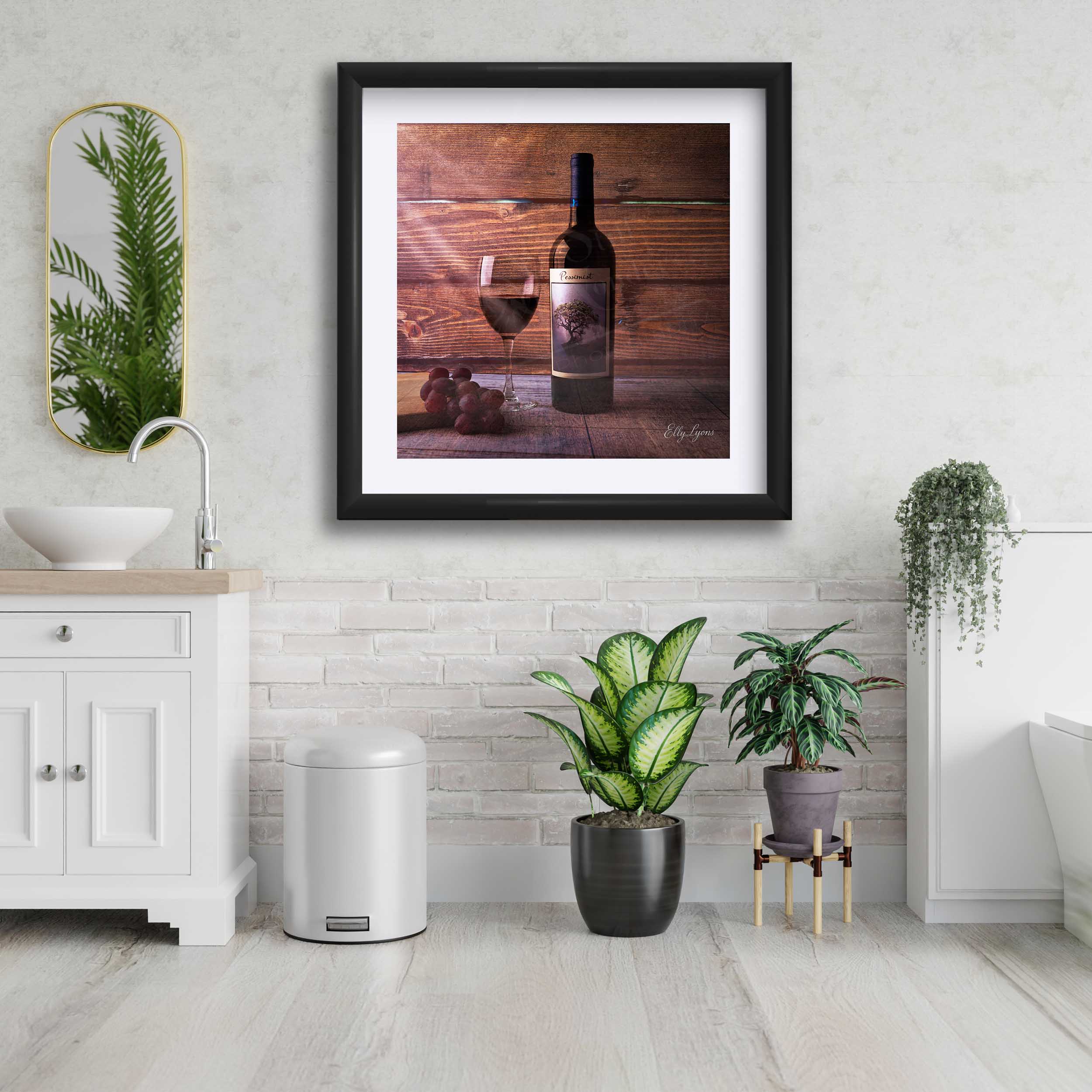 Wine & Grapes Still Life Fine Art Print – Rustic Wine Lover Wall Decor