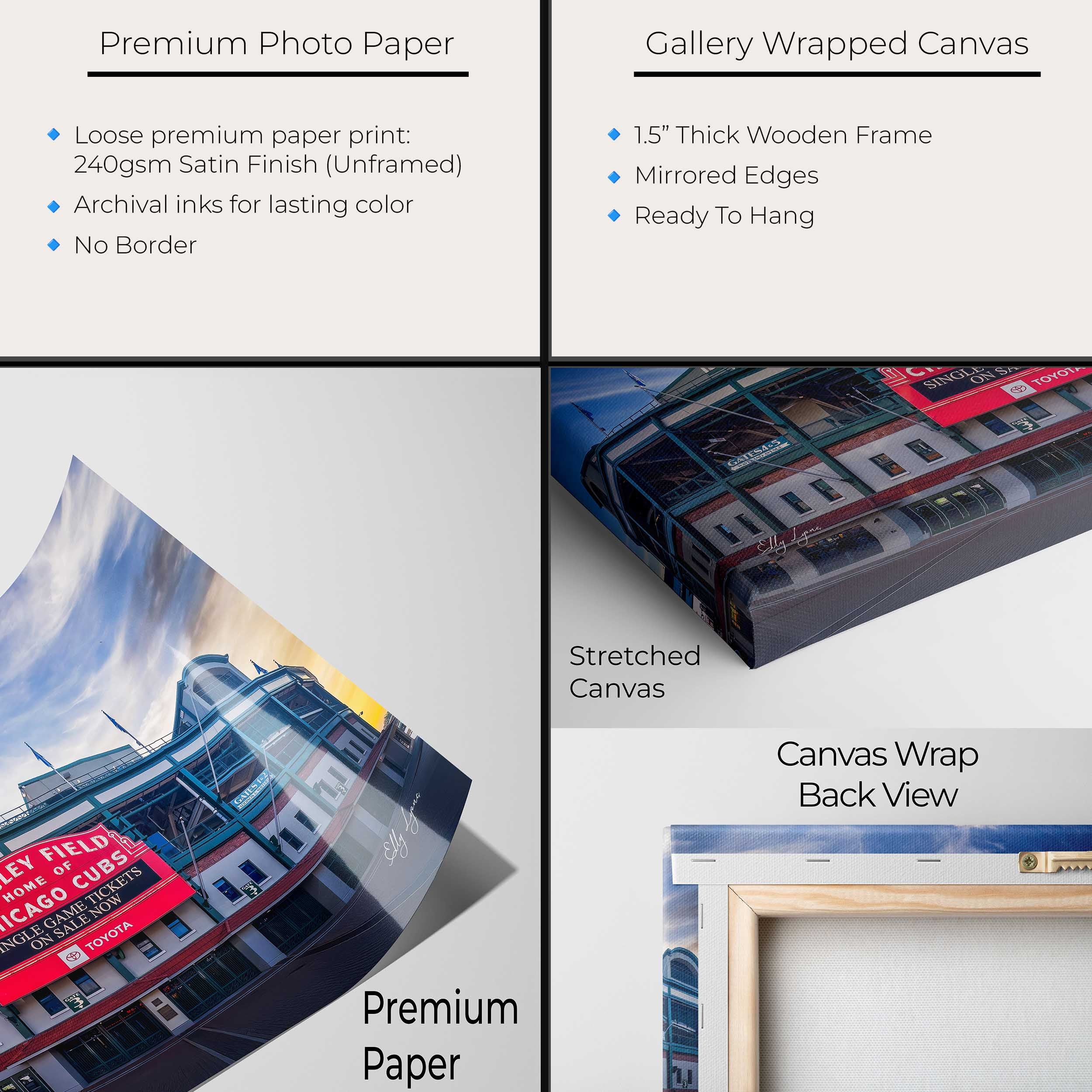 Wrigley Field Wall Art – Chicago Cubs Print | Vintage Baseball Stadium Decor