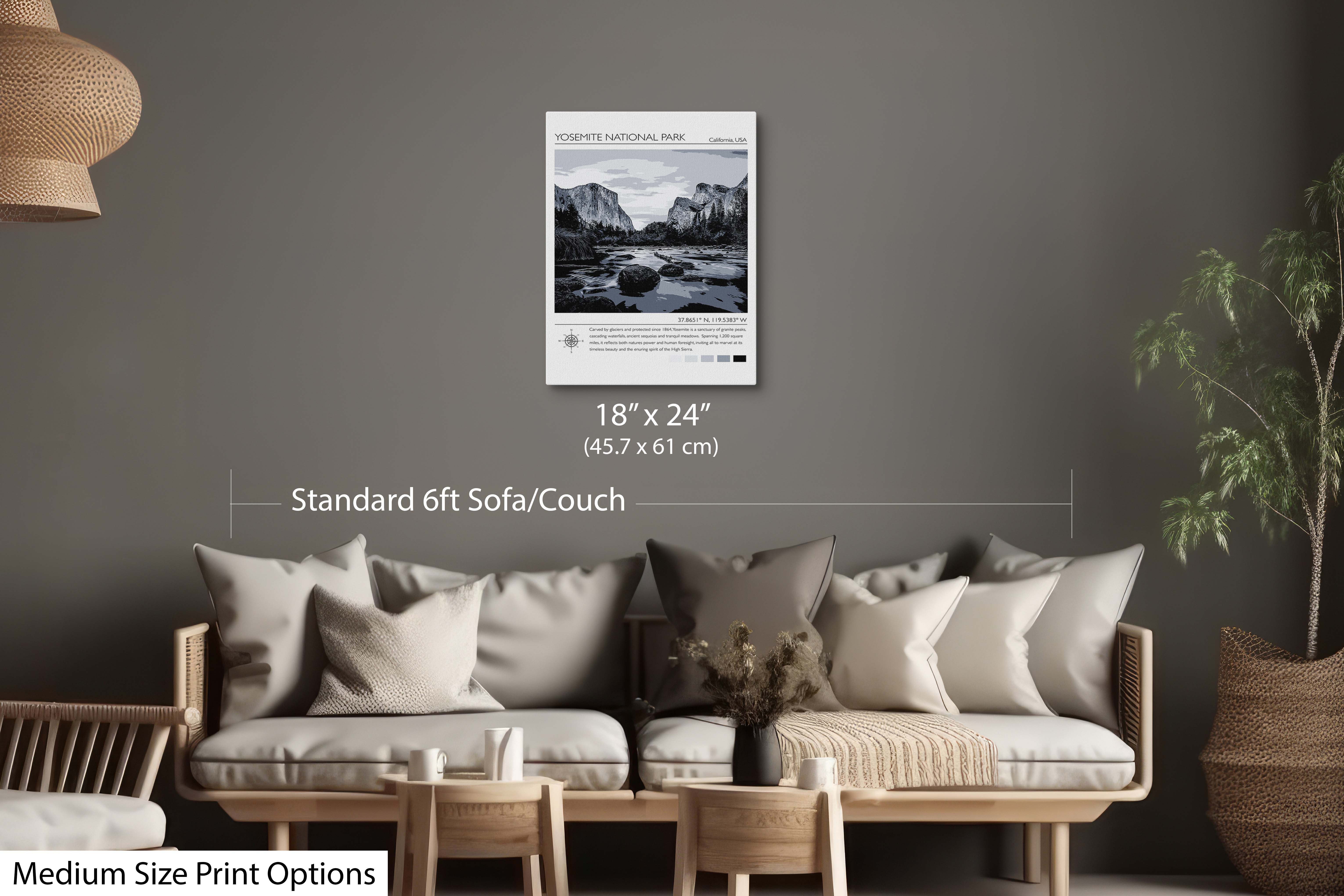 Yosemite National Park Poster - Black White El Capitan Valley Print