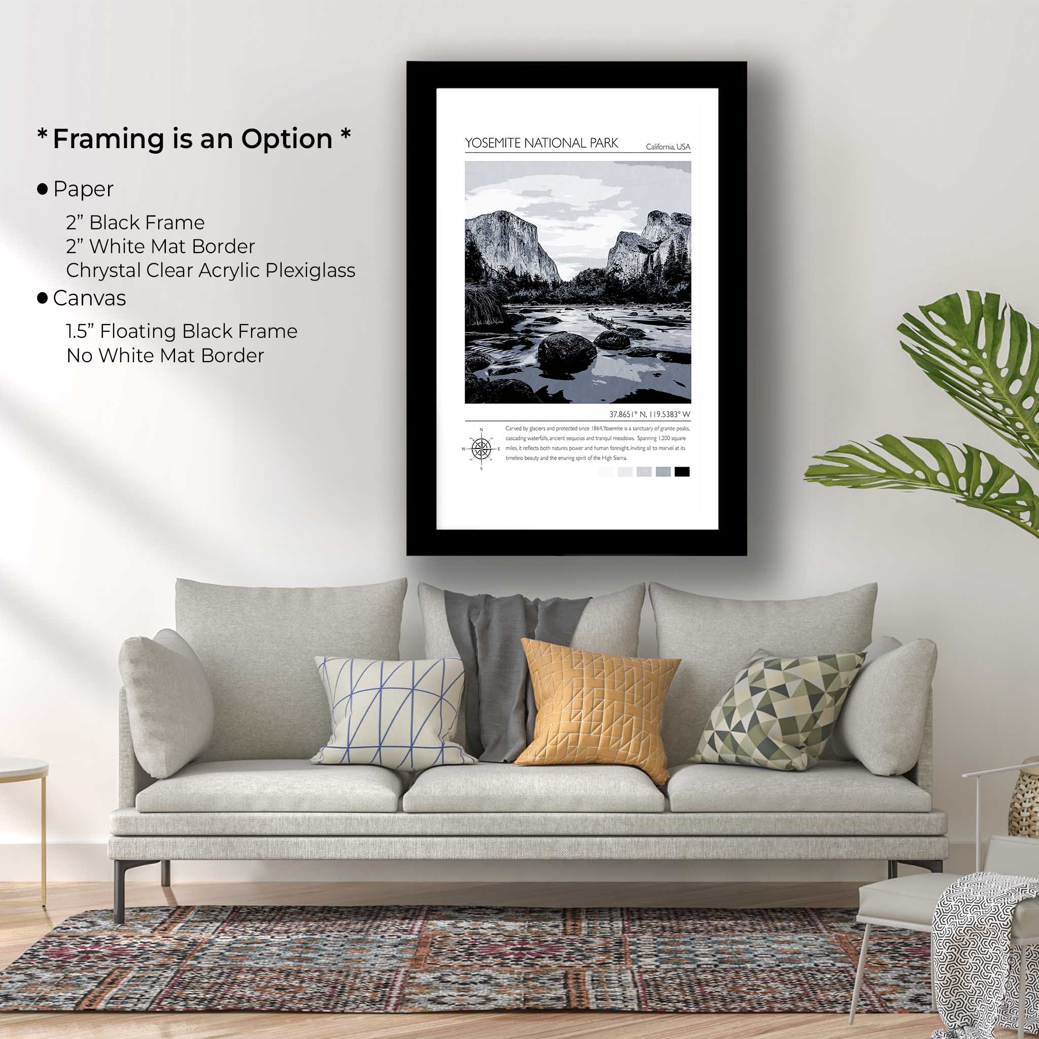 Yosemite National Park Poster - Black White El Capitan Valley Print