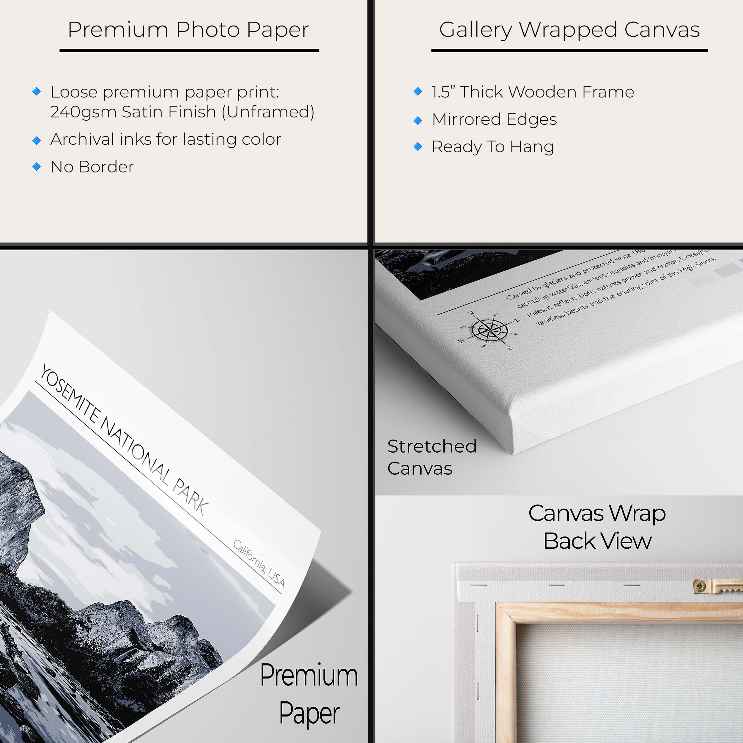 Yosemite National Park Poster - Black White El Capitan Valley Print