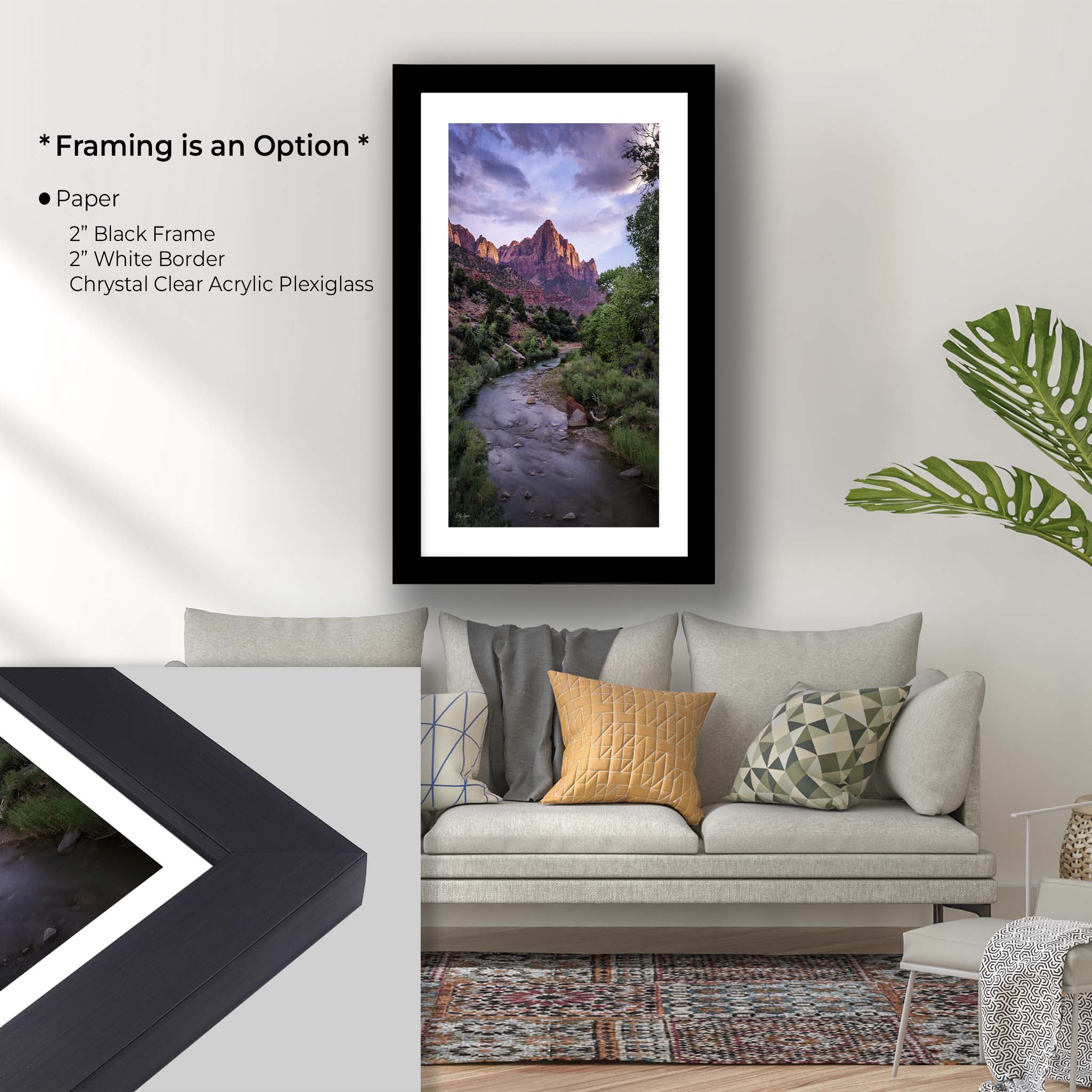 Zion National Park Art Print – Majestic Mountain River Landscape